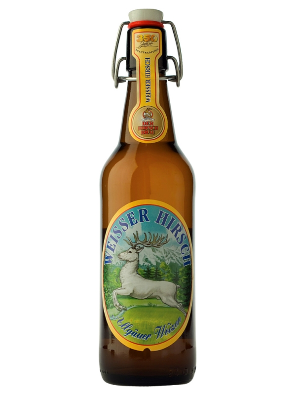 Пиво Хиршбрауерай "Белый олень" светлое нефильтрованное 5,2% 0.5л в ст. бут