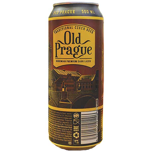 Пиво Олд Прага Богемия Дарк Лагер темное фильтрованное 4,4% 0.5л в ж/б