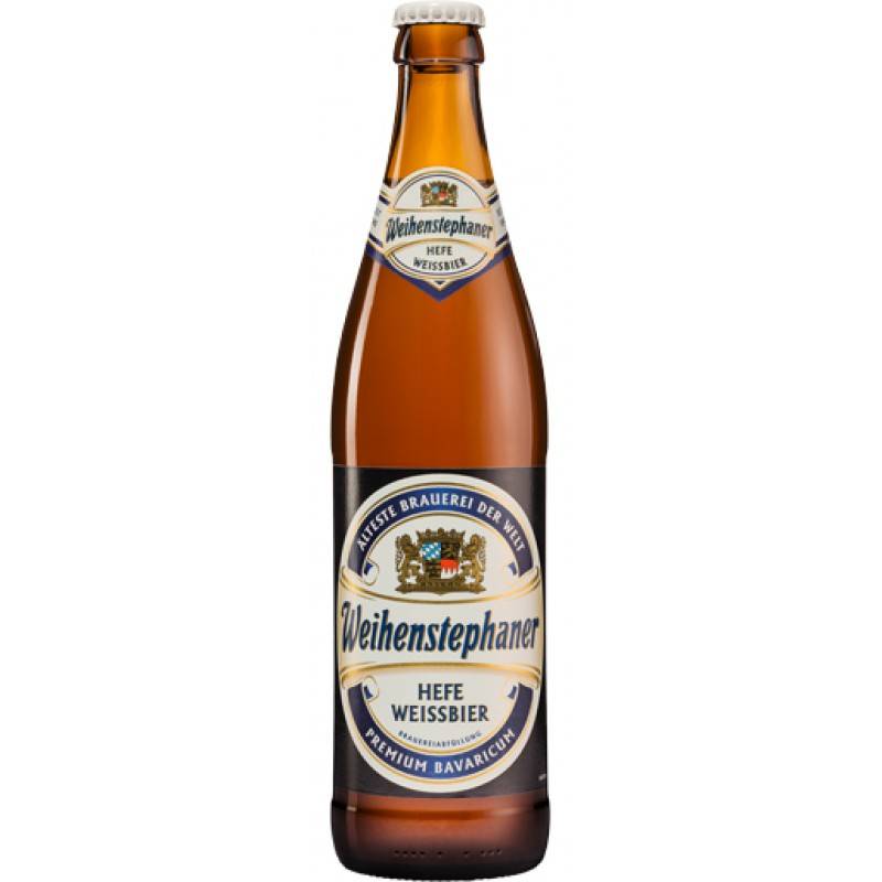 Пиво светлое нефильтрованное Вайнштефан Хефе Вайс 5,4% 0.5 л в ст. бутылке