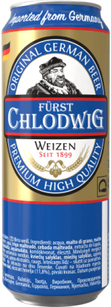 Пиво светлое нефильтрованное Фюрст Хлодвиг Вайзен 5,2% 0,5л в ж/б