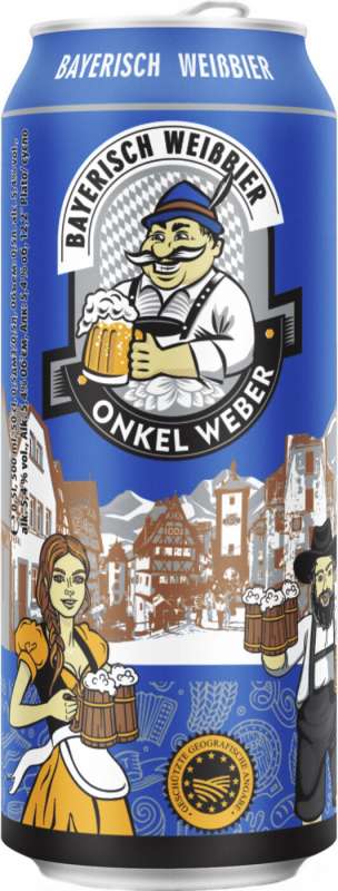 Пиво светлое нефильтрованнон Онкель Вебер Байриш Вайсбир 5,4% 0,5л жб