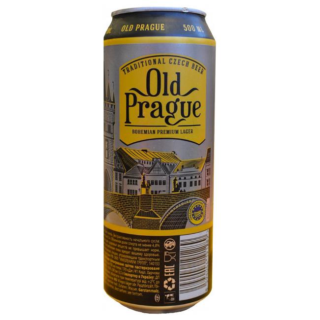 Пиво светлое фильтрованное Олд Прага Премиум Лагер 4.8% 0.5л в ж/б