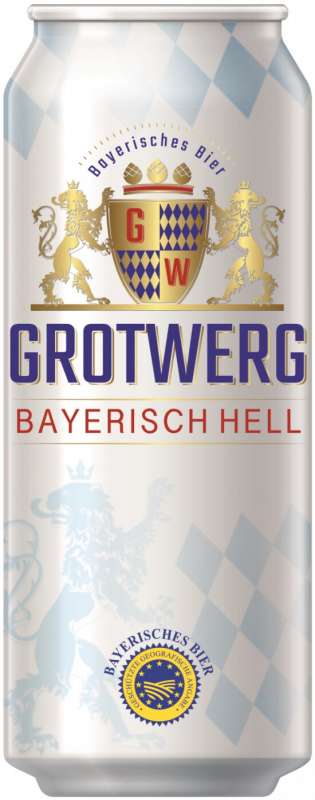 Пиво светлое фильтрованное Гротверг Байриш Хель 4,7% 0,5 л в ж/б